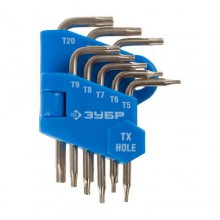 Набор шестигранных ключей имбусовых  8шт, Т10-Т20 ЗУБР (короткие, звезда)