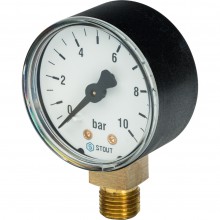 Манометр  радиальный  1/4 (0 - 10 бар) 50мм STOUT (для воды и газа)