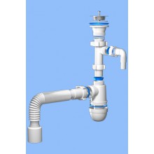 Сифон для мойки АНИ Пласт C0310 1 1/2 дюйма 40 мм с отводом для стир.машины с г/трубой  40х50 мм