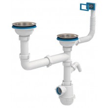 Сифон для мойки АНИ Пласт Грот A7700SP 3 1/2 дюйма 40 мм двойной с гибким перел. и отводом для с/м