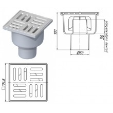 Трап вертик. 50 нерж. реш. 10х10, сухой  TQ5202 АНИ (50)