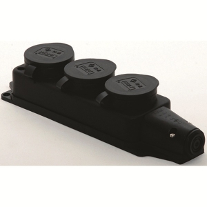 яКолодка каучук. на 3 роз. 16A 2P+E IP44 Т-Пласт 31.01.308.0300