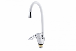 Смес. кухня 1-рук. бок. FAUZT бел.  гибкий излив, с гайкой  FZs833-W129