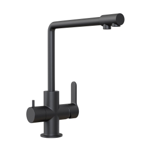 Смес. кухня 1-рук. бок. ПСМ п/ф нерж. с подключением фильтра AISI-304  307-22 STEEL черный