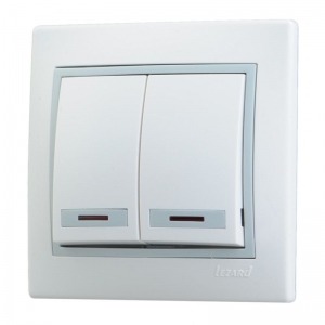 Выкл. СП 2-кл. IP20 10А с инд. бел/сер. Мира 701-0215-112