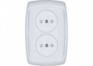 Розетка СП 2-м IP20 16А, б/з бел. з/ш Рондо RS10-224-BI (РС10-224-би) (60 в упак.)