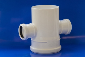 Крестовина однополостная белая из полипропилена 110х50х50/87 Политэк для бесшумной канализации