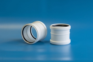 Муфта двухраструбная белая из полипропилена 50 мм Политэк для бесшумной канализации