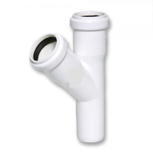 Тройник  БЕСШУМН. D=  50х50 угол 45*  бел.Политэк (50)