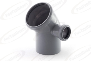 КОЛЕНО D=110 с отводом 50 угол 45* правое