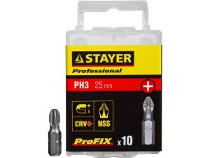 Бита (насадка) PH3x25мм 10шт.STAYER PROFI