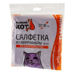 Салфетка микрофибра 30*30см Рыжий кот
