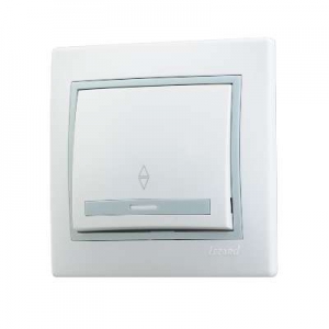 Выкл. проход. СП 1-кл. Мира бел. с серой вставкой 701-0215-105