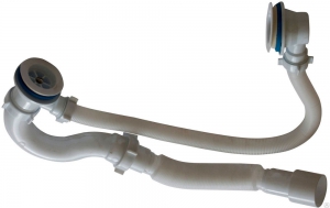 Сифон для ванны 1-1/2 с плас. корпусом, переливом, с гофр. трубой. 40*40/50 А70089