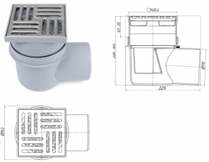 Трап гориз.110 нерж. реш. 15х15 регул.  TA1612 АНИ (10)