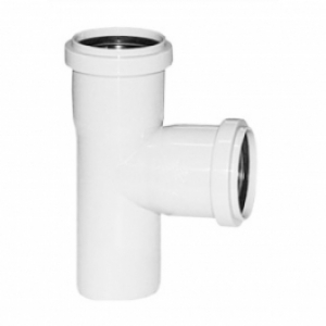 Тройник белый бесшумный полипропиленовый (ПП) 50х50/87 Политэк