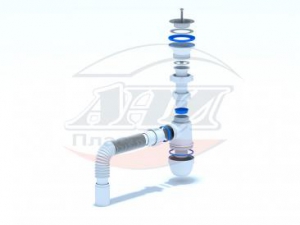 Сифон для умывальника/мойки бутылочный 1 1/2x40 с гофрой 40х50 D=70м Ани АНИ Пласт C0110