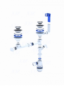 Сифон АНИ Пласт 3 1/2*40 Грот двойной, одноуровневый с переливом и отв см A7500