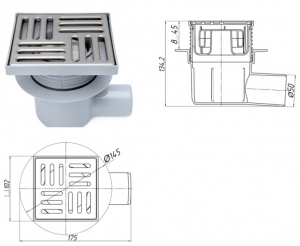 Трап гориз.  50 нерж. реш. 10х10, сухой  TQ5602 АНИ (12)